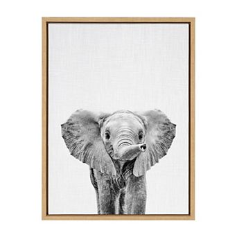 Sylvie Baby Elephant Framed Canvas by Simon Te of Tai Prints