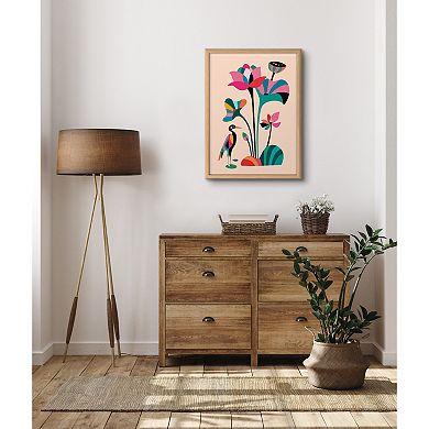 Blake Mid Century Modern Lotus Framed Printed Glass by Rachel Lee of My Dream Wall