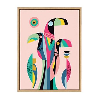 Sylvie Mid Century Modern Tropical Toucan Framed Canvas by Rachel Lee of My Dream Wall