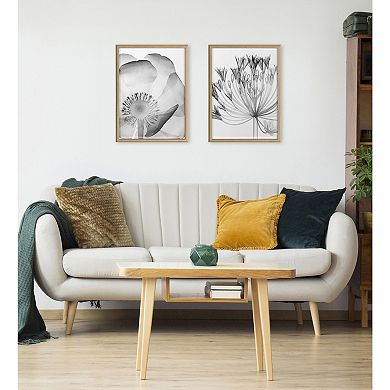 Blake Poppy X Ray Floral 2 BW Framed Printed Art by The Creative Bunch Studio