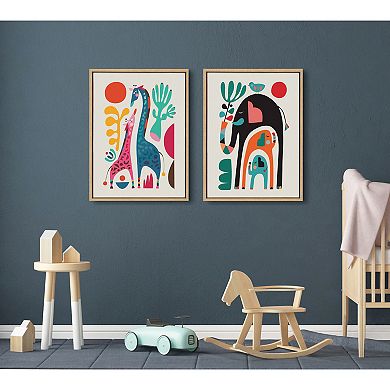 Sylvie Three Elephants Framed Canvas by Rachel Lee
