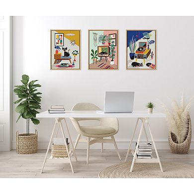 Sylvie Record Player Framed Canvas Art Set by Rachel Lee of My Dream Wall