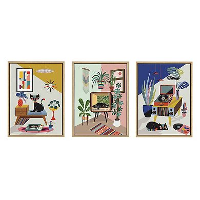Sylvie Record Player Framed Canvas Art Set by Rachel Lee of My Dream Wall