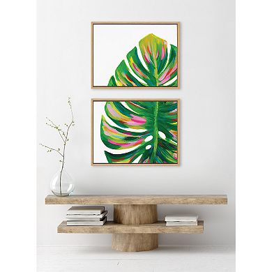 Sylvie Monstera 1 and 2 Framed Canvas Art Set by Jessi Raulet of Ettavee