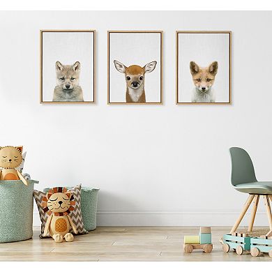 Sylvie Baby Wolf Color Illustration Framed Canvas by Simon Te of Tai Prints