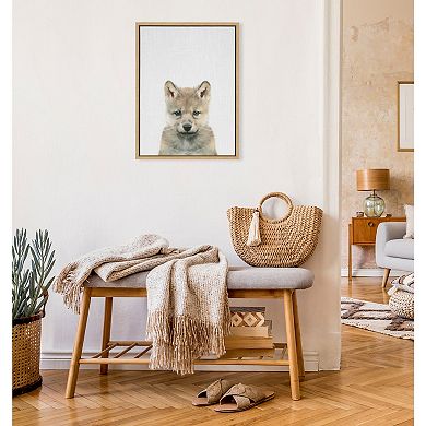 Sylvie Baby Wolf Color Illustration Framed Canvas by Simon Te of Tai Prints