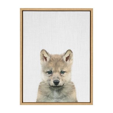 Sylvie Baby Wolf Color Illustration Framed Canvas by Simon Te of Tai Prints