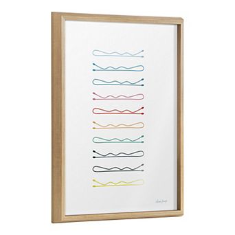 Blake Colorful Bobby Pins Framed Printed Glass by Leonora Jennifer Benza of Yellow Heart Art
