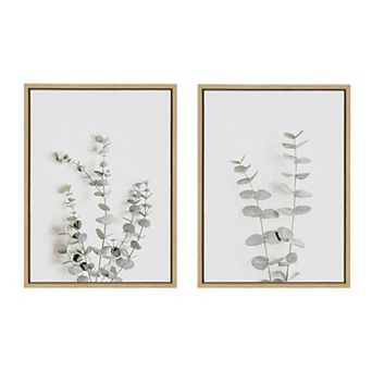 Sylvie Neutral Botanical Print No 3 and 4 Framed Canvas by The Creative Bunch Studio
