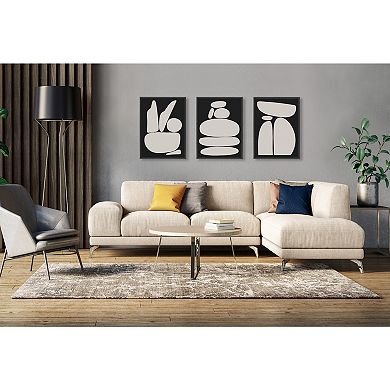 Sylvie Zen Rock Garden Black and Tan Framed Canvas Set by The Creative Bunch Studio