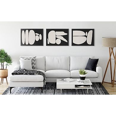 Sylvie Zen Rock Garden Black and Tan Framed Canvas Set by The Creative Bunch Studio