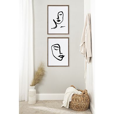 Sylvie Beaded Woman Face Art and Face Line Art Framed Canvas Art Set by Viola Kreczmer