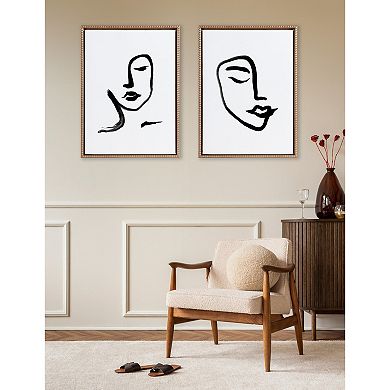 Sylvie Beaded Woman Face Art and Face Line Art Framed Canvas Art Set by Viola Kreczmer