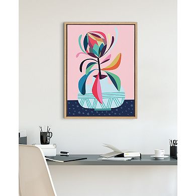 Sylvie Mid Century Modern Protea Framed Canvas by Rachel Lee of My Dream Wall