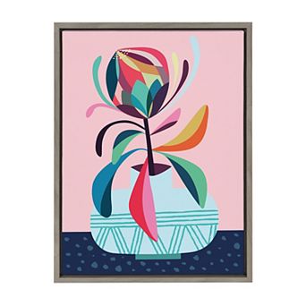 Sylvie Mid Century Modern Protea Framed Canvas by Rachel Lee of My Dream Wall
