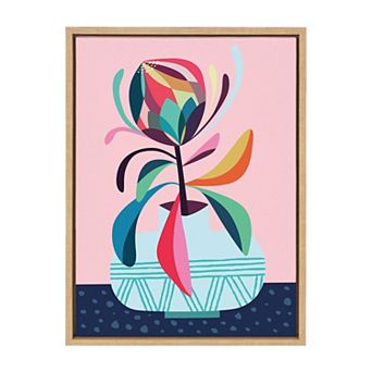 Sylvie Mid Century Modern Protea Framed Canvas by Rachel Lee of My Dream Wall