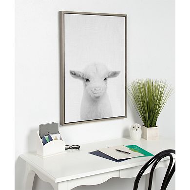 Sylvie Baby Goat Framed Canvas by Simon Te of Tai Prints