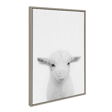 Sylvie Baby Goat Framed Canvas by Simon Te of Tai Prints