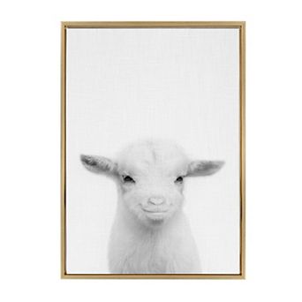 Sylvie Baby Goat Framed Canvas by Simon Te of Tai Prints