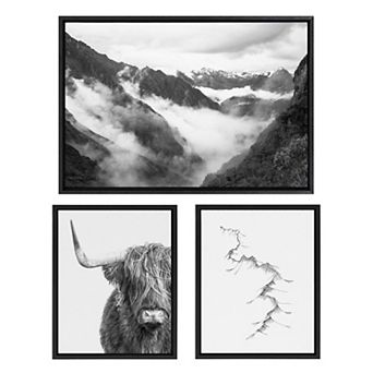 Sylvie Highland Cow Framed Canvas Set by Various Artists