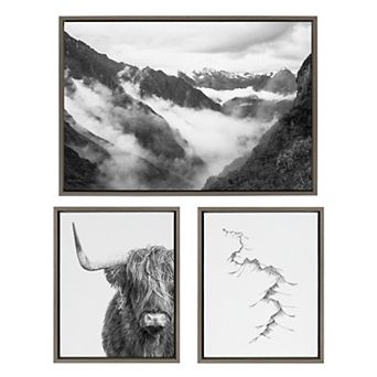 Sylvie Highland Cow Framed Canvas Set by Various Artists