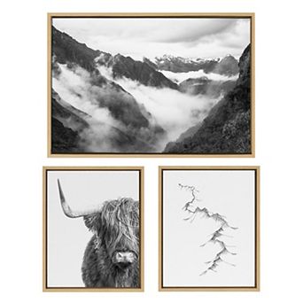 Sylvie Highland Cow Framed Canvas Set by Various Artists