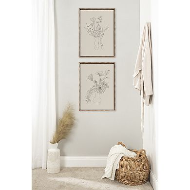 Sylvie Beaded Floral Study 1 and Floral Study 2 Framed Canvas Art Set by Kate Aurelia Holloway