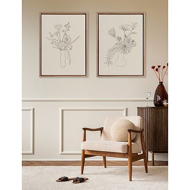 Sylvie Beaded Floral Study 1 and Floral Study 2 Framed Canvas Art Set by Kate Aurelia Holloway
