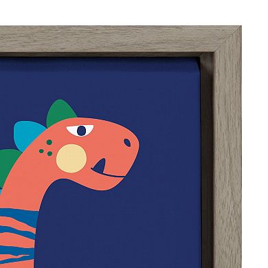 Sylvie Mid Century Modern Dino Blue Framed Canvas by Rachel Lee of My Dream Wall