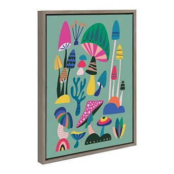 Sylvie Mid Century Modern Magic Mushrooms Framed Canvas by Rachel Lee of My Dream Wall