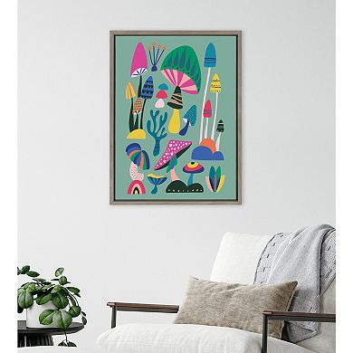 Sylvie Mid Century Modern Magic Mushrooms Framed Canvas by Rachel Lee of My Dream Wall