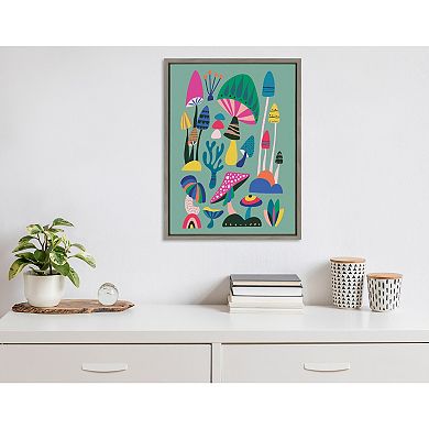 Sylvie Mid Century Modern Magic Mushrooms Framed Canvas by Rachel Lee of My Dream Wall