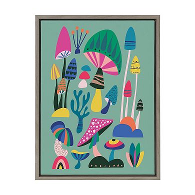 Sylvie Mid Century Modern Magic Mushrooms Framed Canvas by Rachel Lee of My Dream Wall