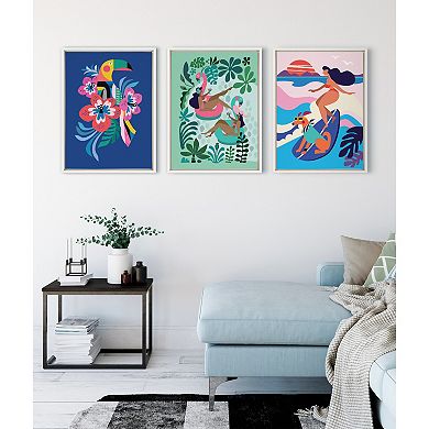 Sylvie Mid Century Modern Surf Dog Framed Canvas by Rachel Lee of My Dream Wall