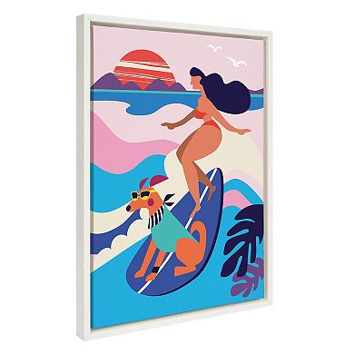 Sylvie Mid Century Modern Surf Dog Framed Canvas by Rachel Lee of My Dream Wall