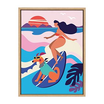 Sylvie Mid Century Modern Surf Dog Framed Canvas by Rachel Lee of My Dream Wall