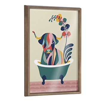 Blake Mid Century Modern Cow in Bathtub Framed Printed Glass by Rachel Lee of My Dream Wall