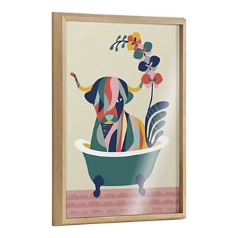 Blake Mid Century Modern Cow in Bathtub Framed Printed Glass by Rachel Lee of My Dream Wall