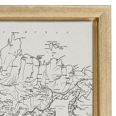 Sylvie Black and White Modern Retro World Map Framed Canvas Set by The Creative Bunch Studio