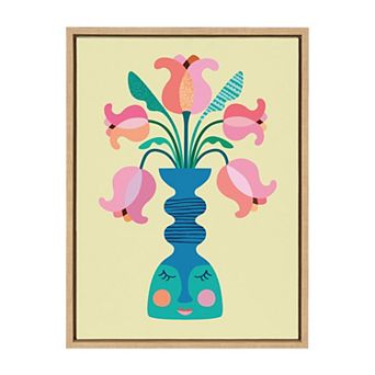 Sylvie Mid Century Modern Tulips Framed Canvas by Rachel Lee of My Dream Wall