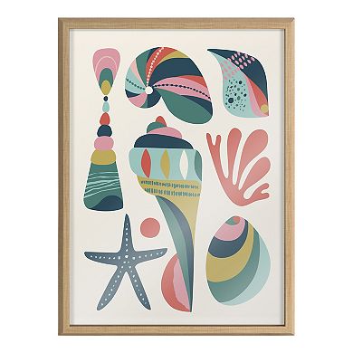 Blake Modern Colorful Seashells Framed Printed Glass by Rachel Lee of My Dream Wall