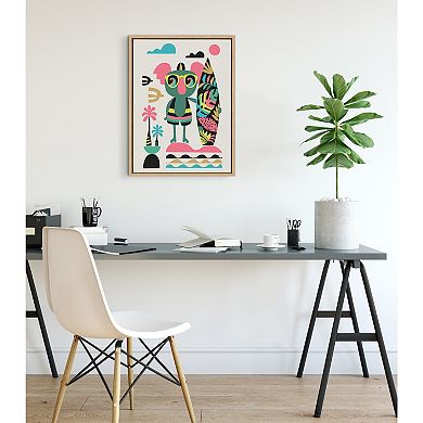 Sylvie Mid Century Modern Surf Koala Framed Canvas by Rachel Lee of My Dream Wall