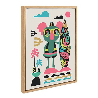 Sylvie Mid Century Modern Surf Koala Framed Canvas by Rachel Lee of My Dream Wall