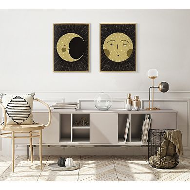 Sylvie Moon Print and Sun Print Framed Canvas Set by Stacie Bloomfield of Gingiber