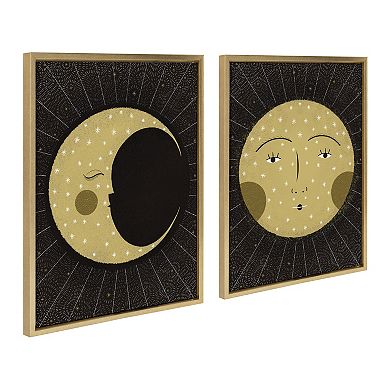 Sylvie Moon Print and Sun Print Framed Canvas Set by Stacie Bloomfield of Gingiber