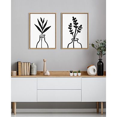 Sylvie Modern Botanical Vase Framed Canvas Set by The Creative Bunch Studio