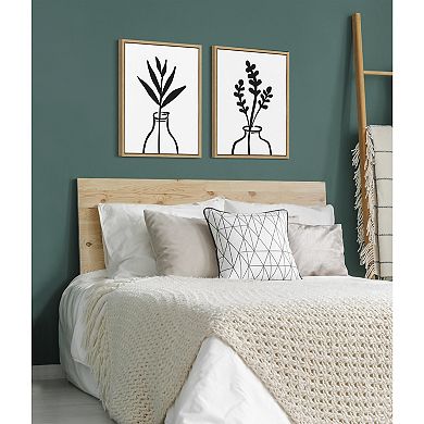 Sylvie Modern Botanical Vase Framed Canvas Set by The Creative Bunch Studio