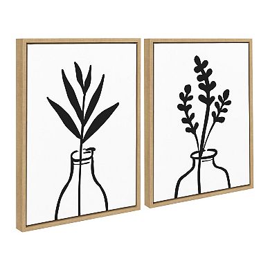 Sylvie Modern Botanical Vase Framed Canvas Set by The Creative Bunch Studio