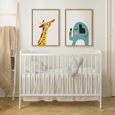 Sylvie Mid Century Modern Baby Elephant Framed Canvas by Rachel Lee of My Dream Wall