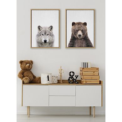 Sylvie Cute Bear Color Framed Canvas by Simon Te of Tai Prints